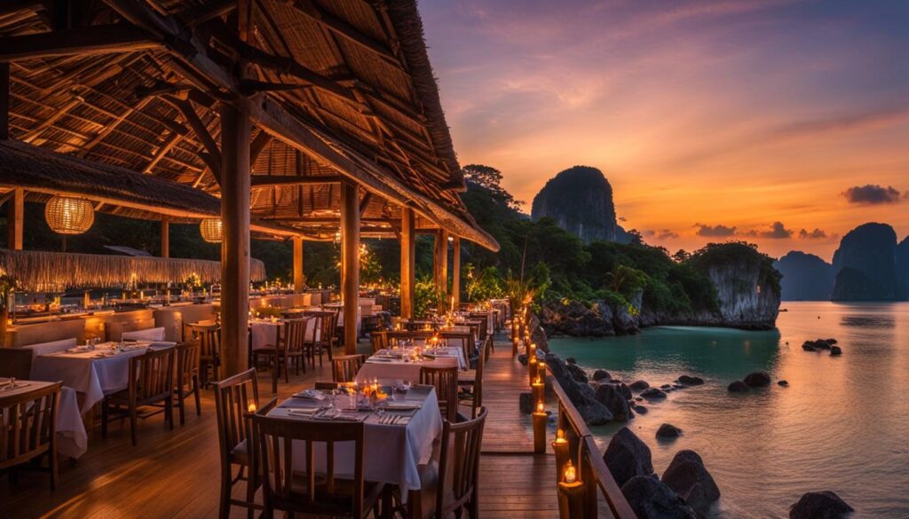 Beachfront dining in Krabi