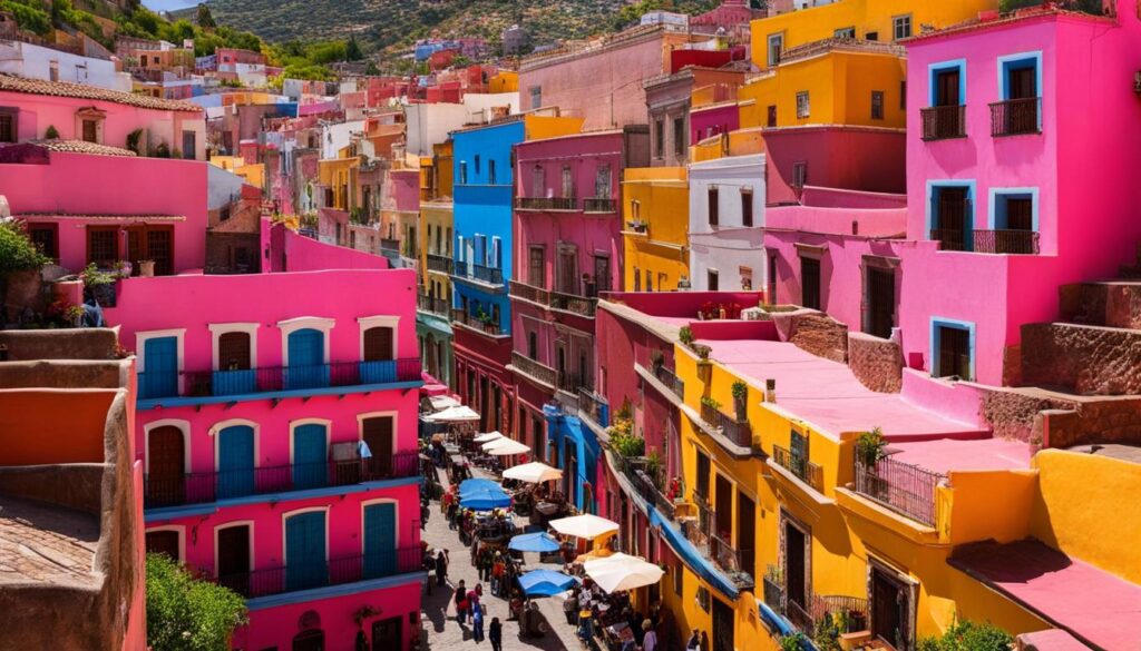 Beautiful view of colorful buildings in Guanajuato