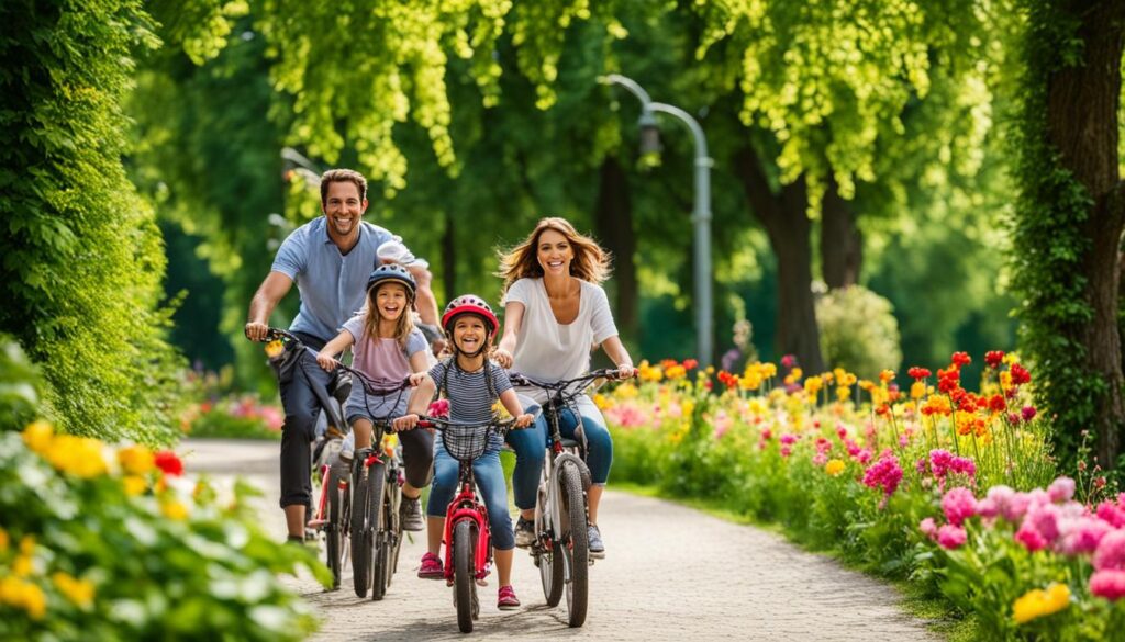 Family biking in Vienna's City Park