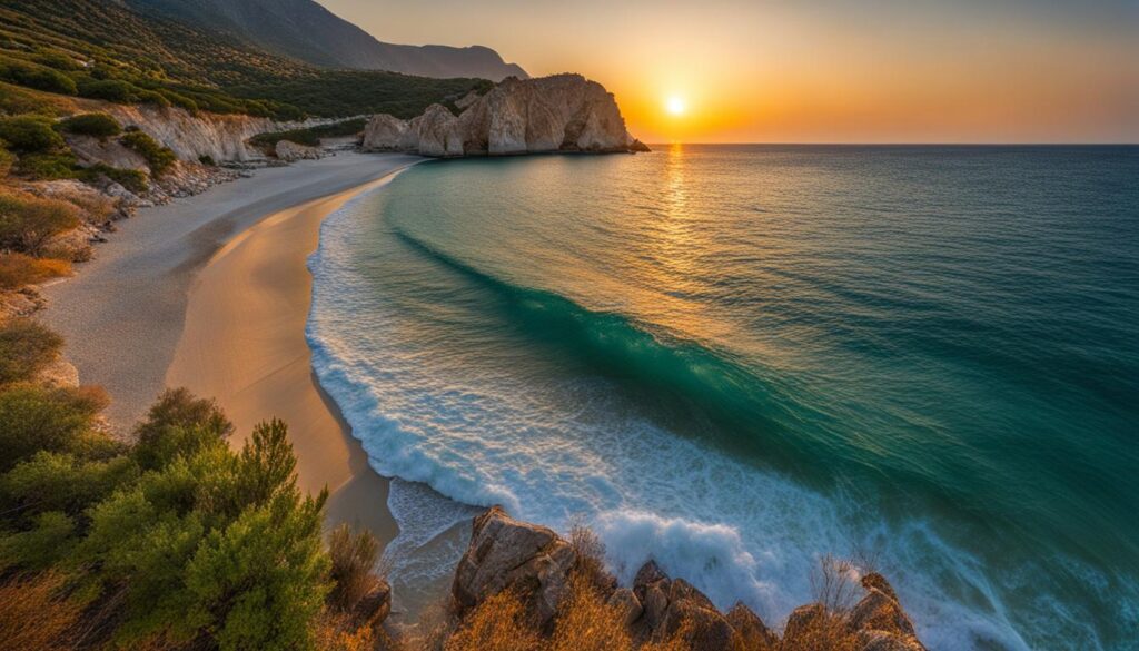 Relaxing on a beautiful beach in Greece