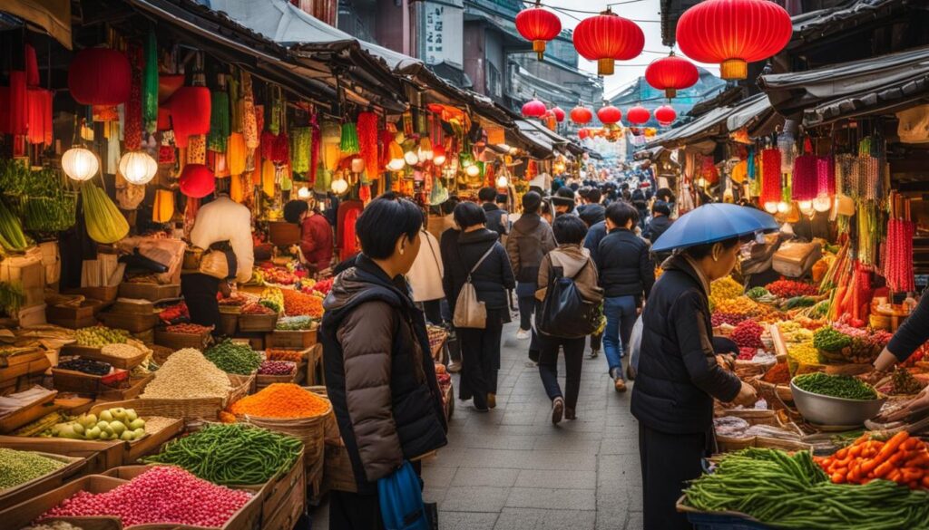 bustling market seoul