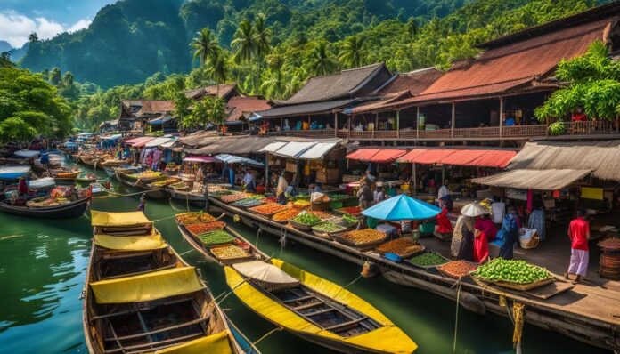 Bandung floating market experience and traditional food stalls