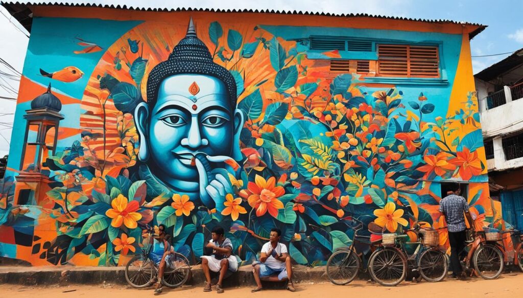 Exploring street art in Kandal Village