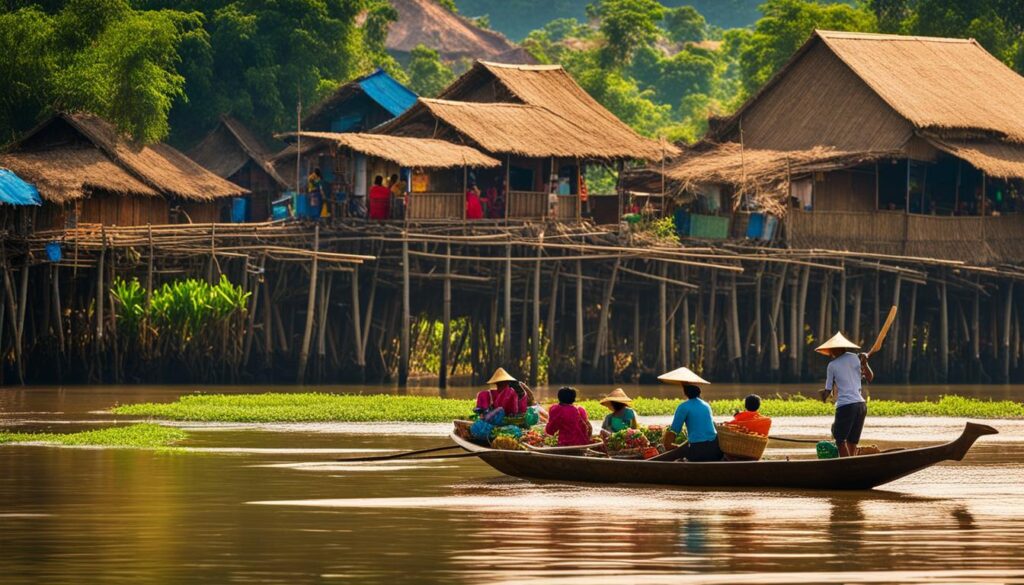 Floating village exploration on the Sangke River