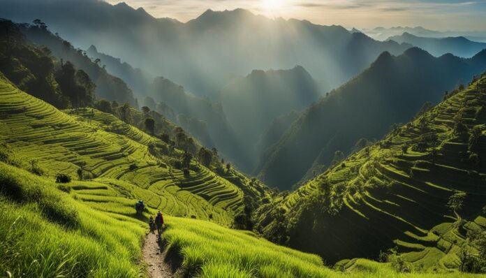 Hiking and trekking in the Indonesian mountains of Sumatra