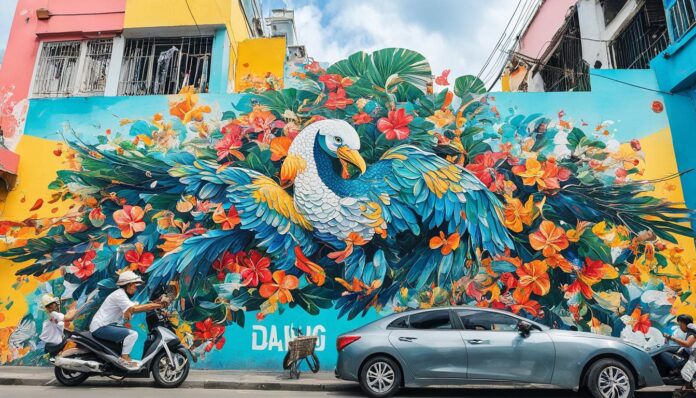 Street art and murals exploration in the Da Nang Art Street
