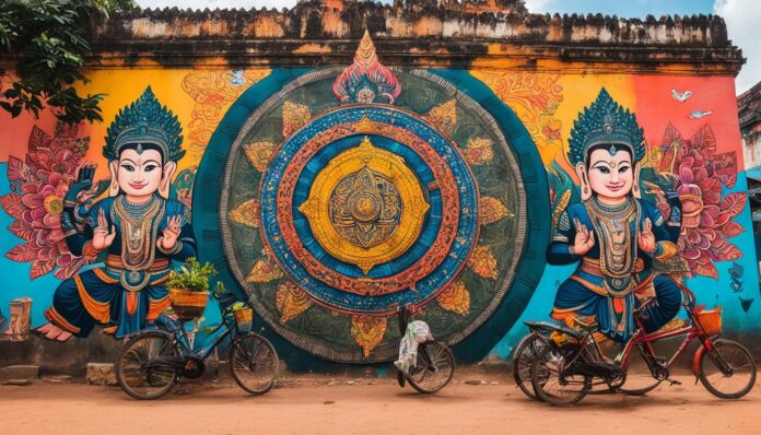 Street art and murals exploration in the Sangkat Prek Preah Sdach area