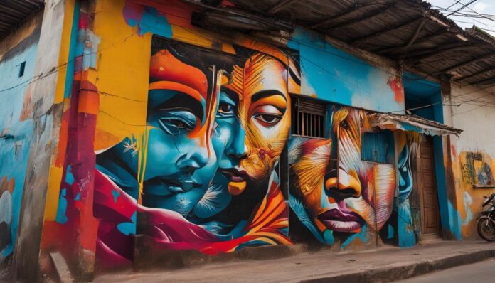 Street art and murals exploration in the Xom Moi neighborhood