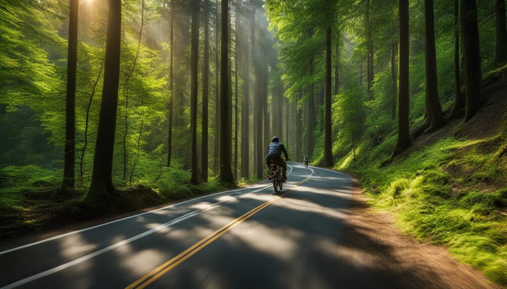 Biking on a scenic route