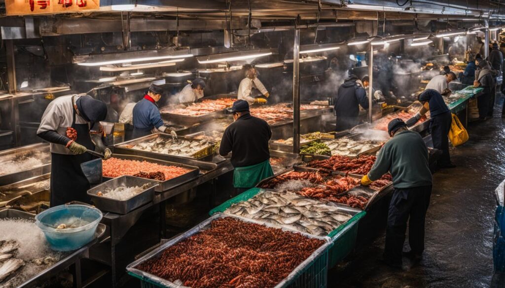 Famous seafood market in Boston