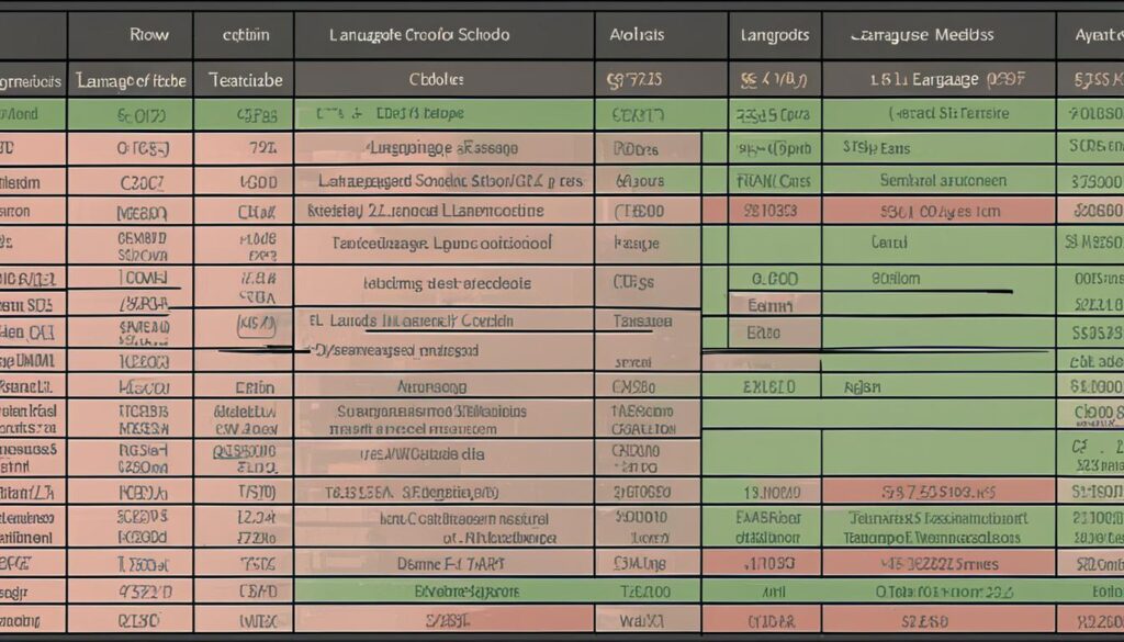 language school comparison table