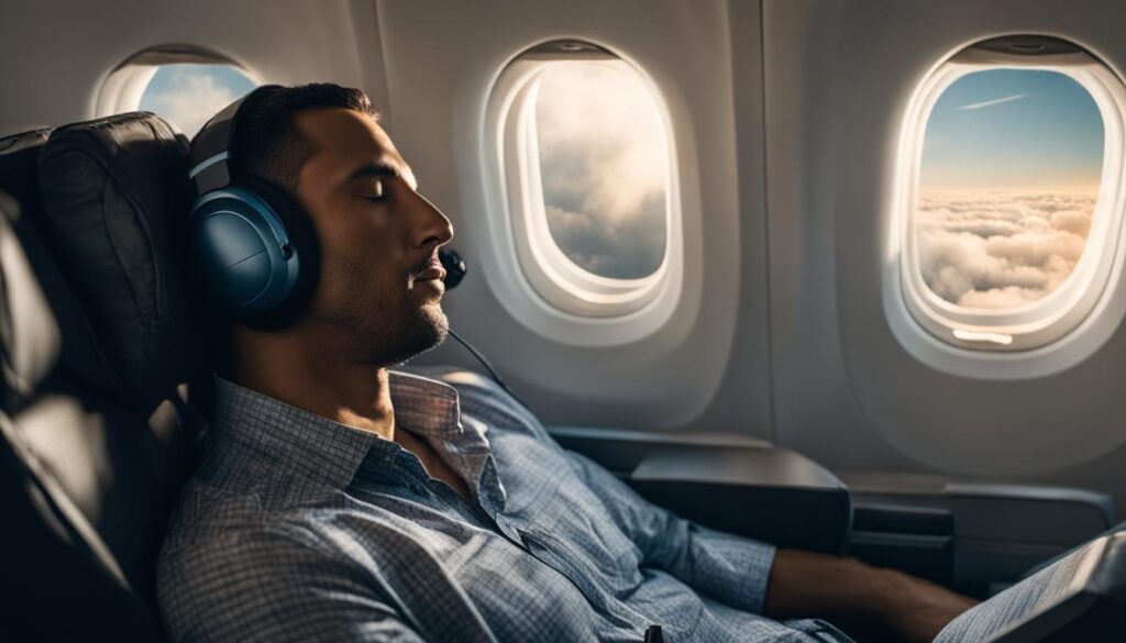 man sleeping on a plane