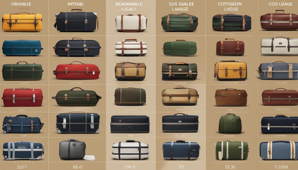 sustainable luggage comparison table