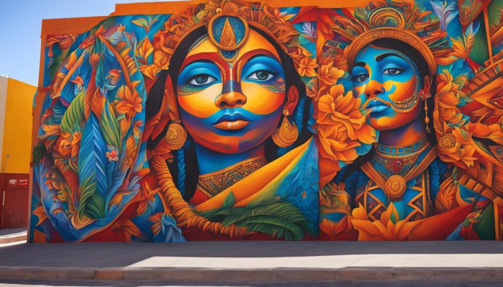 Artistic street mural in Juárez