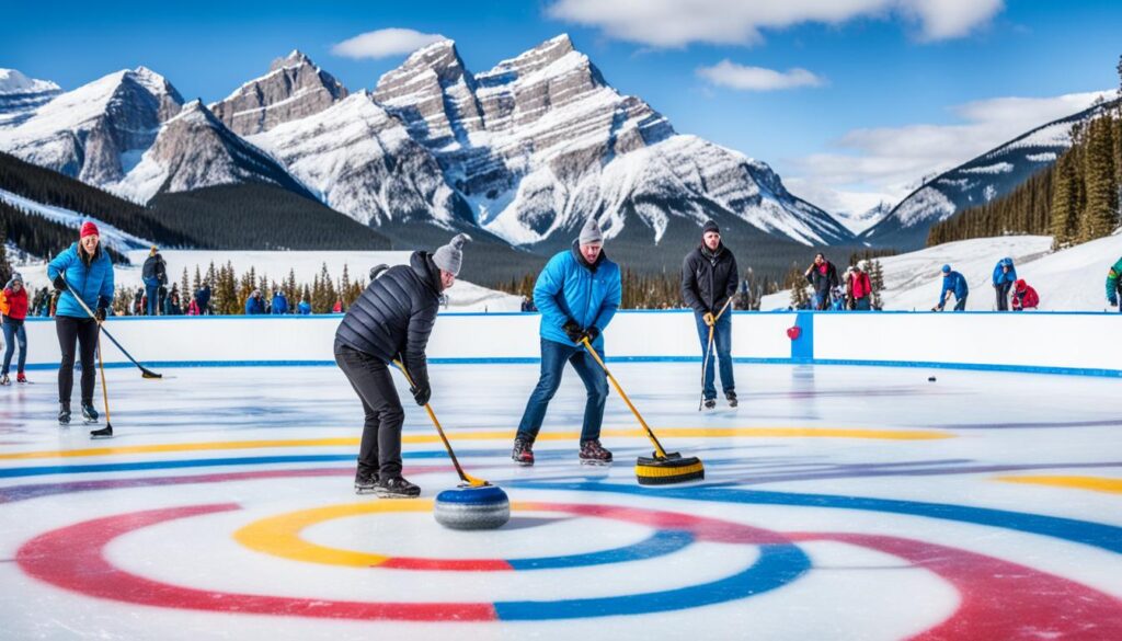 Curling on the Frozen Lakes of Banff