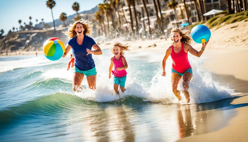 Family enjoying the beach in San Diego