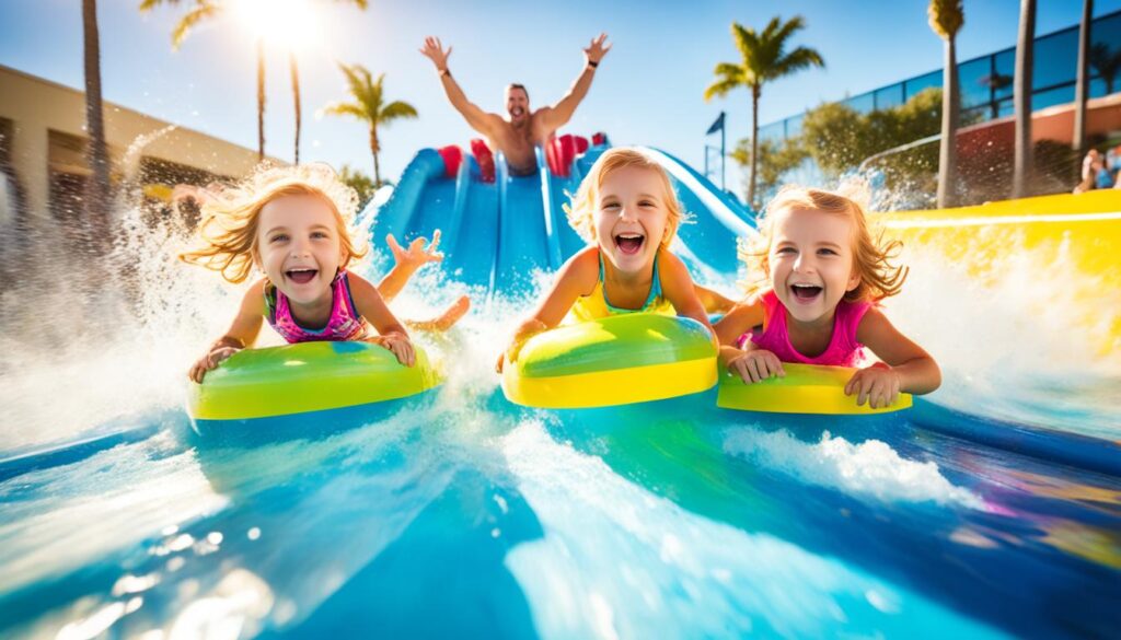 Family enjoying water slide at Fort Lauderdale Aquatic Complex