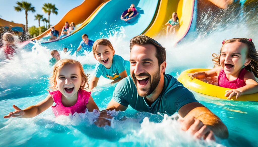 Family having fun at Aquatica Orlando and SeaWorld Orlando
