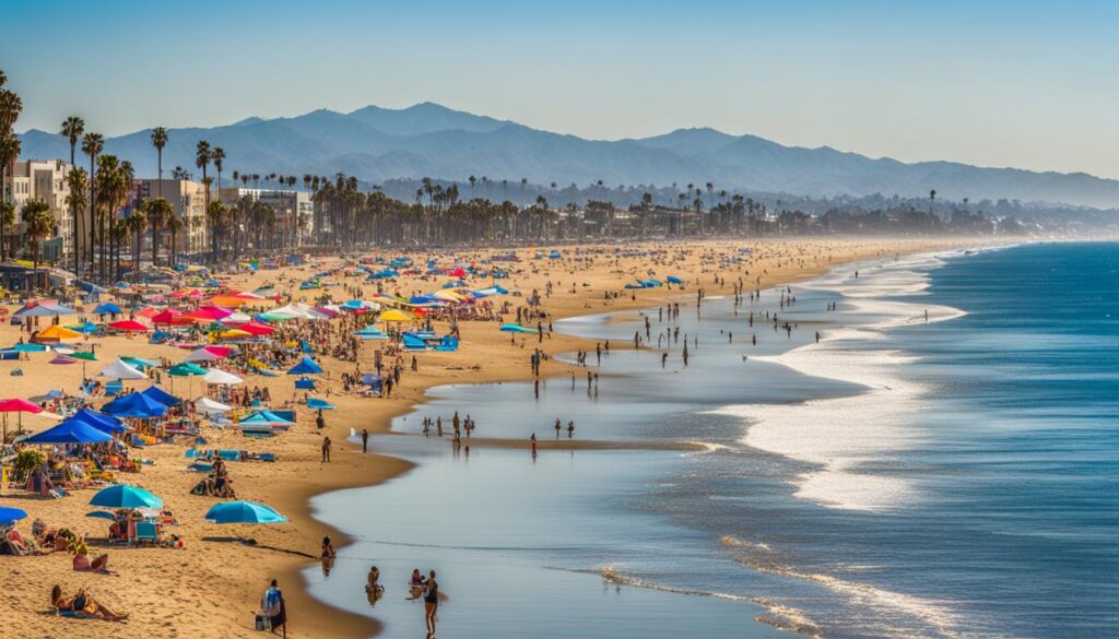 Santa Monica beach during sunny weather