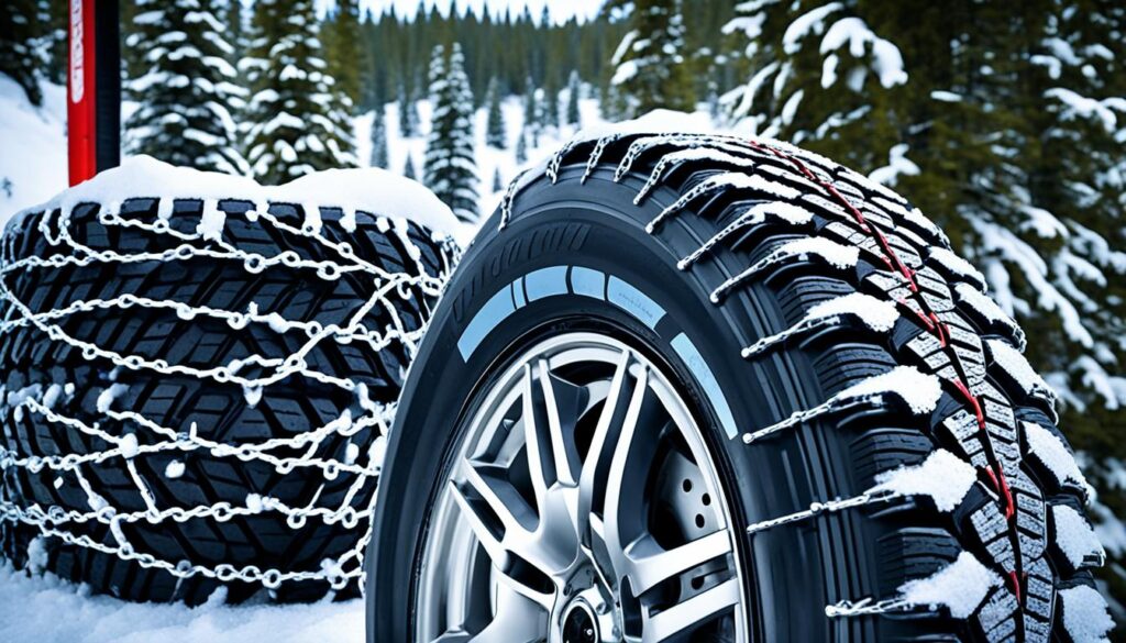 Snow tires and chains for winter driving in Lake Tahoe