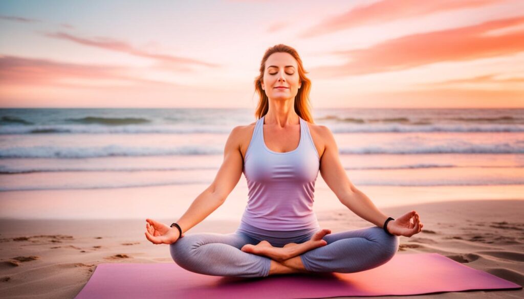 relaxing sunset yoga