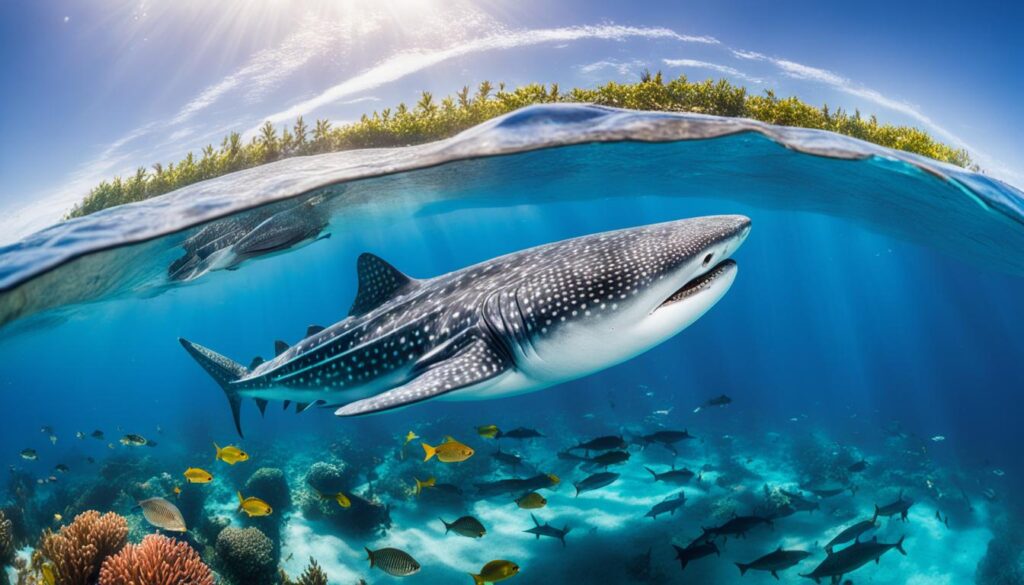 whale shark swimming Cancun