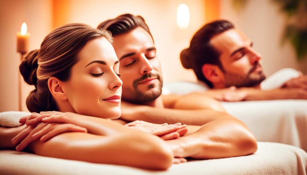 Couple enjoying a relaxing spa treatment