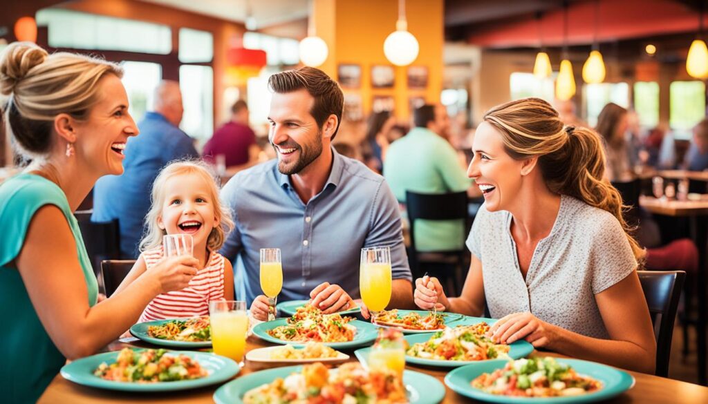 Family enjoying a delicious meal at a restaurant