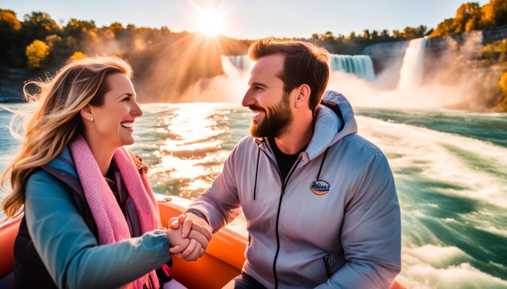 Romantic boat ride at Niagara Falls