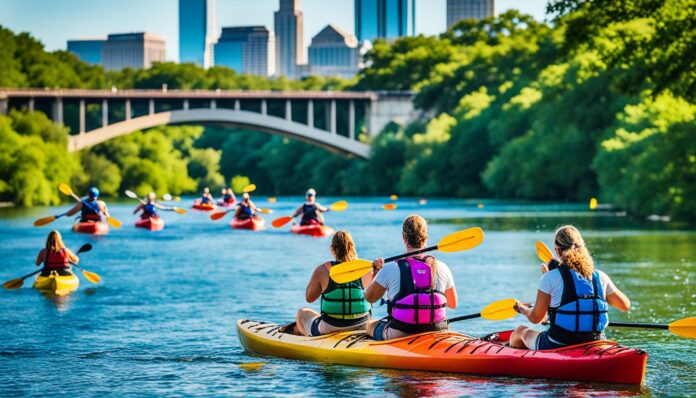 What unique experiences can visitors have in Austin, such as kayaking?