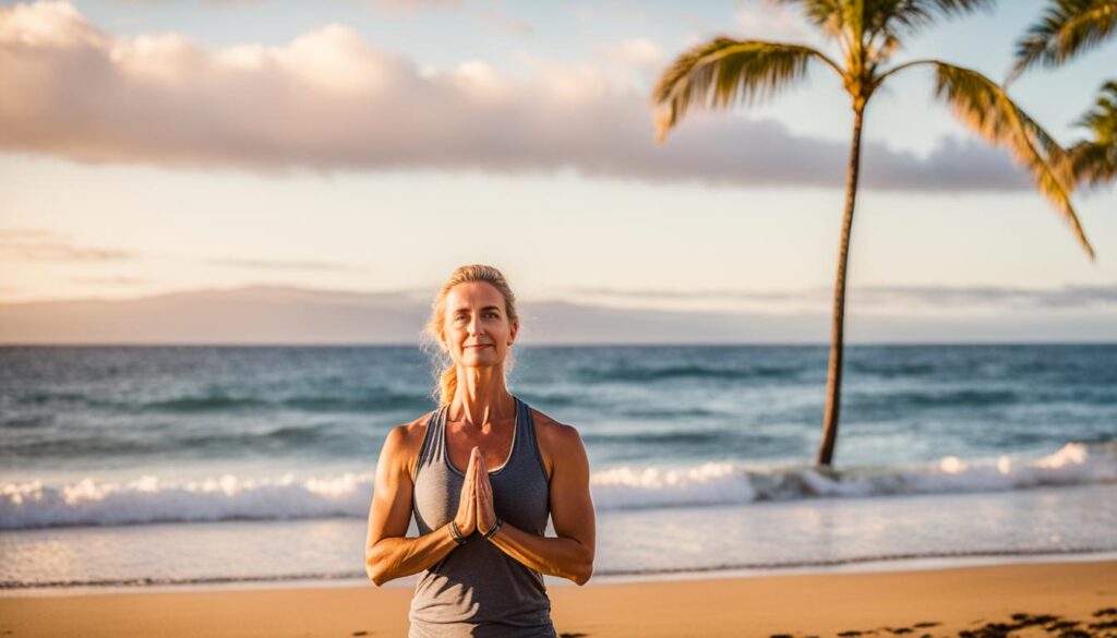 outdoor sunrise yoga in Maui
