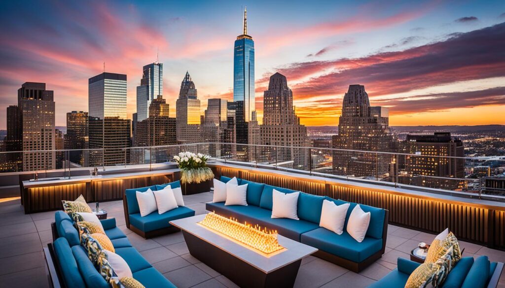 rooftop bar in Manhattan with scenic view