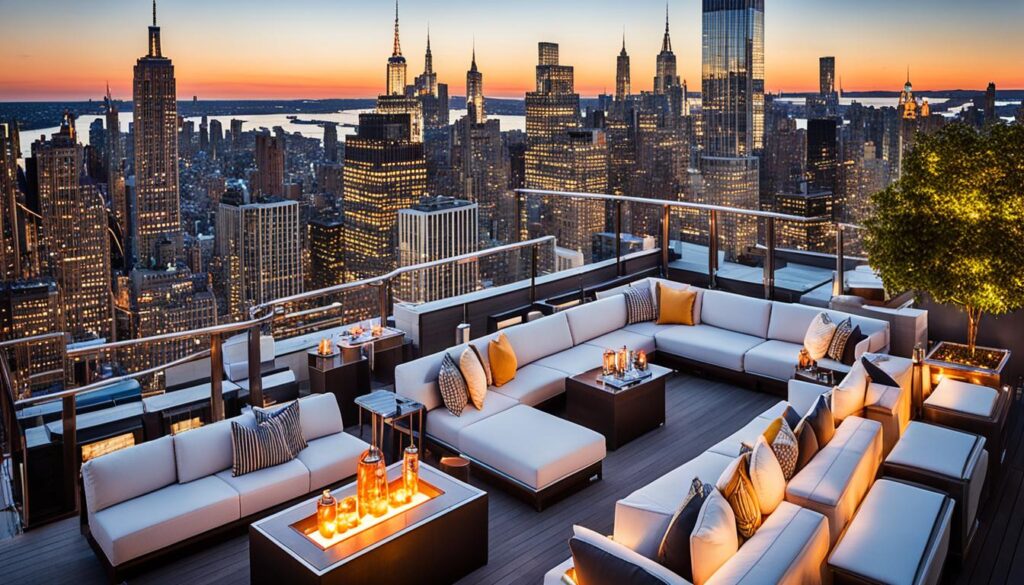 rooftop bar in Manhattan with scenic views