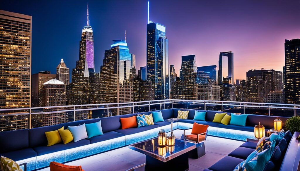 rooftop bar with stunning city view