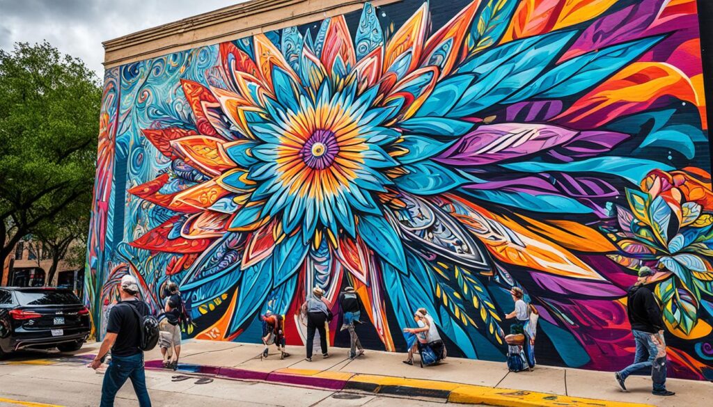 vibrant mural scene in Houston