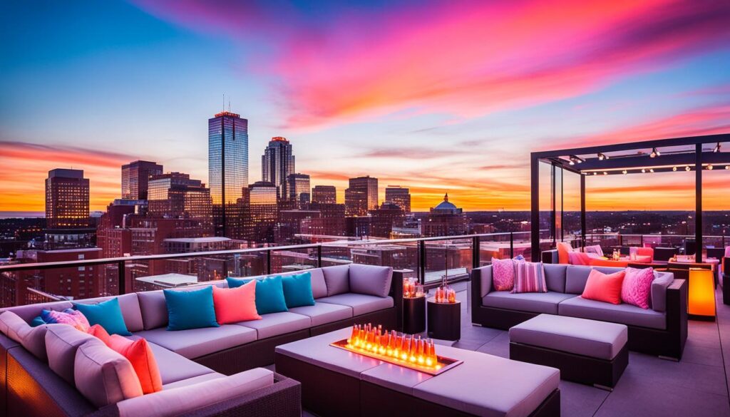 Boston sunset rooftop bar