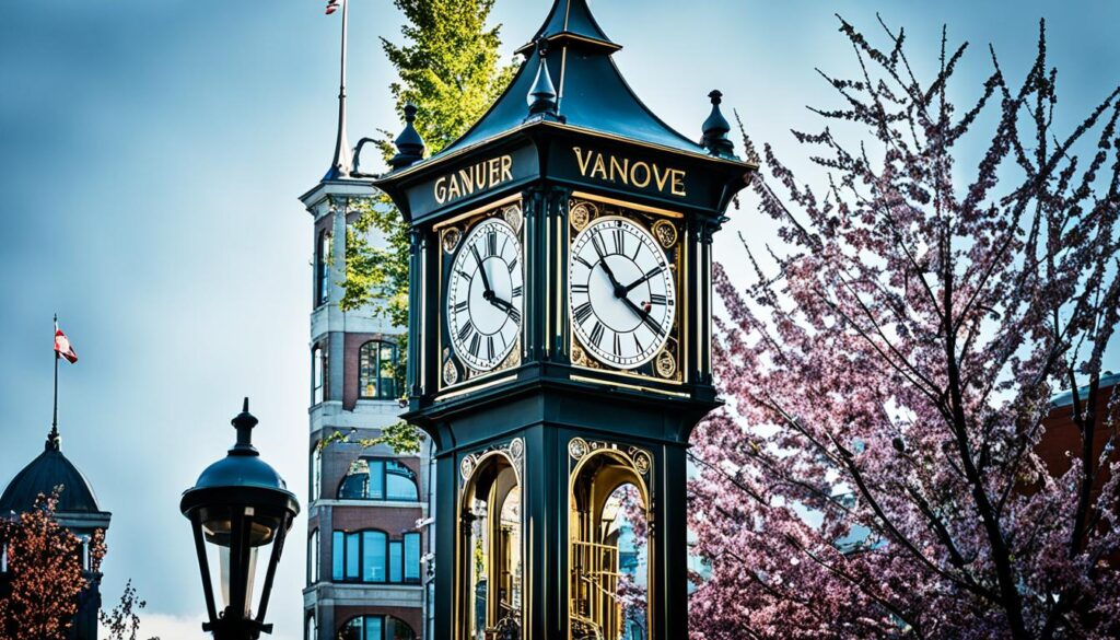 Exterior view of the famous steam clock in Gastown