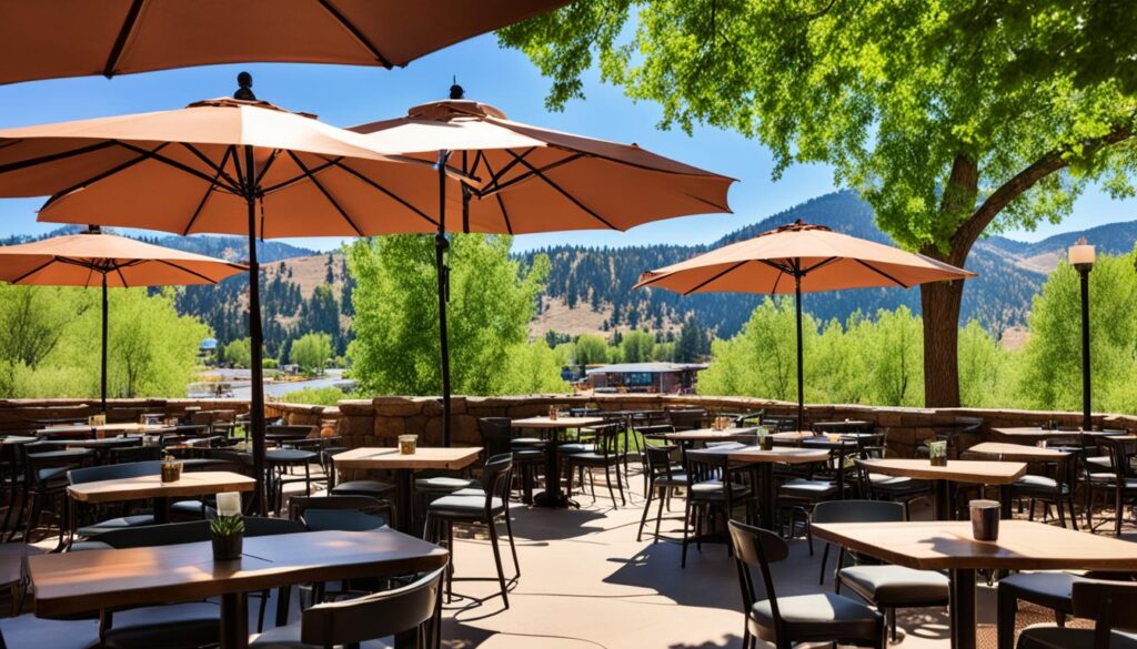 Fort Collins cafe with outdoor seating and scenic view