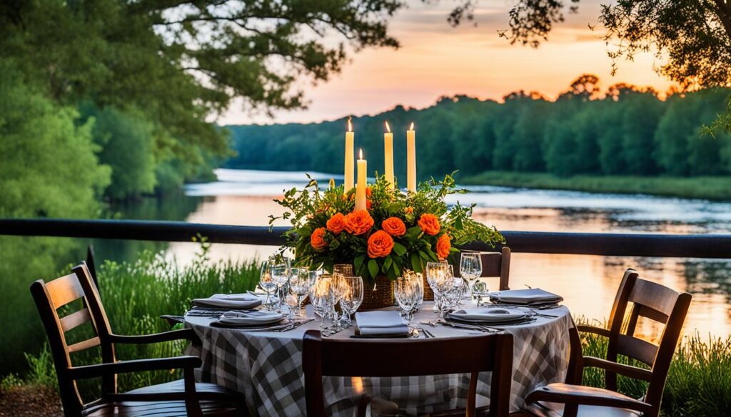 Outdoor Waterfront Dining by Augusta River