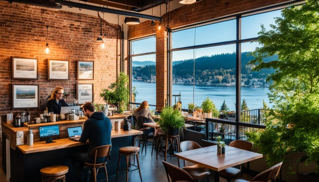 Tacoma coffee shop with scenic view