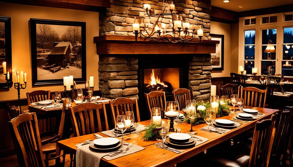 cozy fireside dining