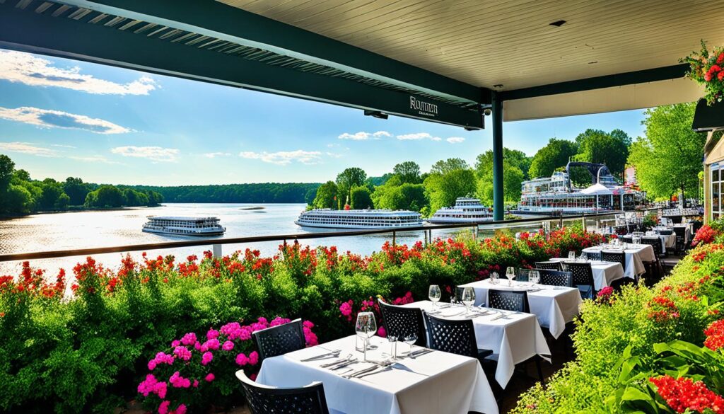 outdoor dining by Augusta river