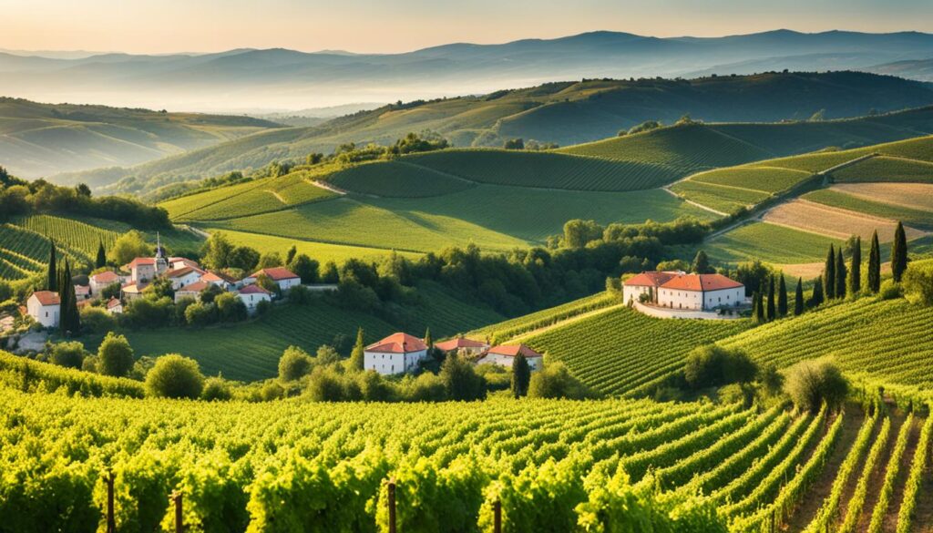 Panoramic views of Serbian vineyards