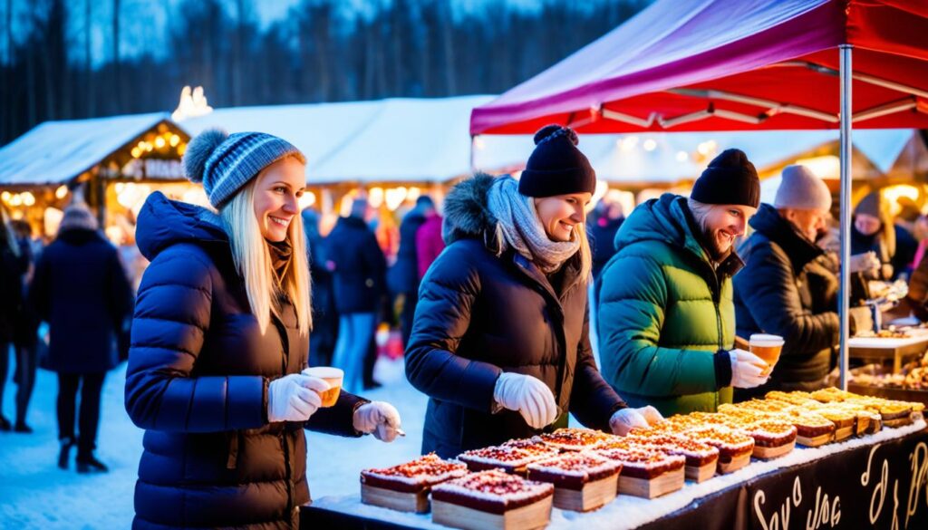 Sigulda winter market food stalls