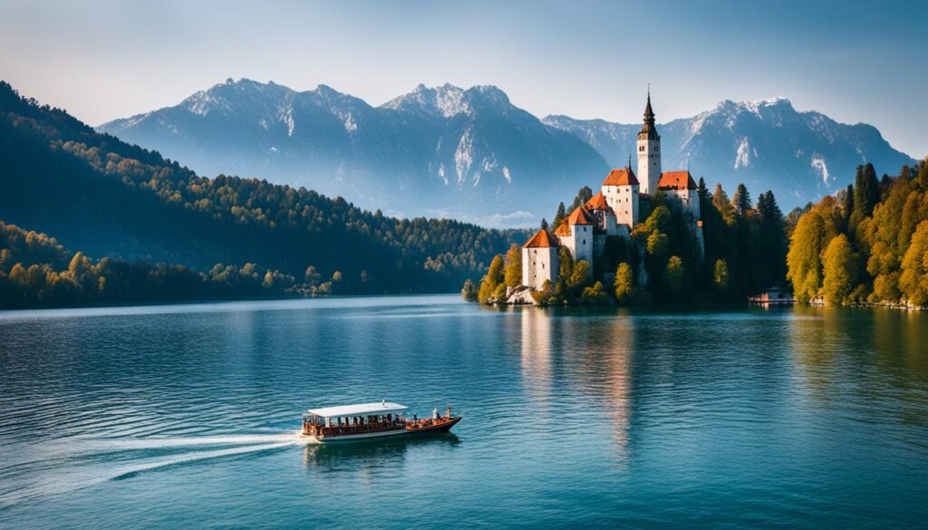 Visiting Bled Island by boat