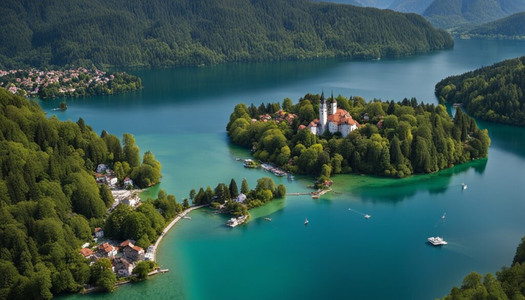 swimming areas in Lake Bled