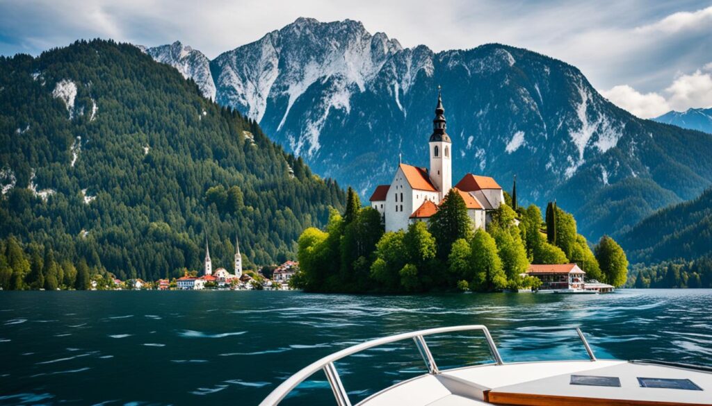 visiting Bled Island by boat