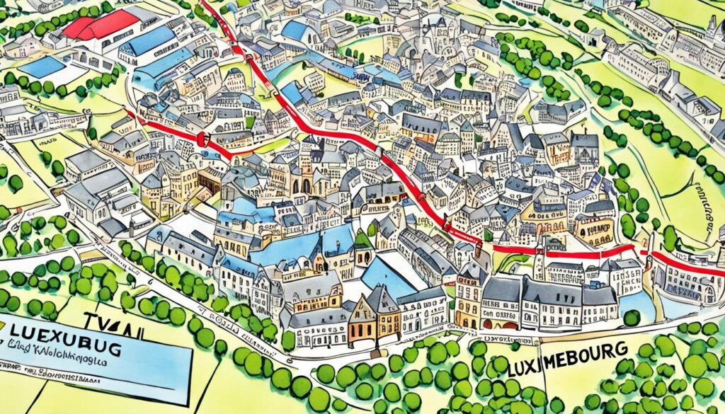 walking tour map of Luxembourg City