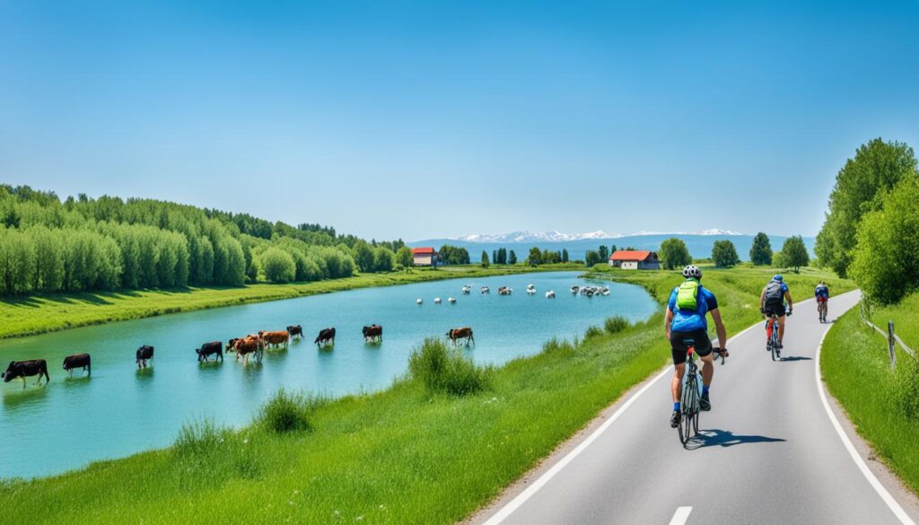 Cycling to Palić Lake